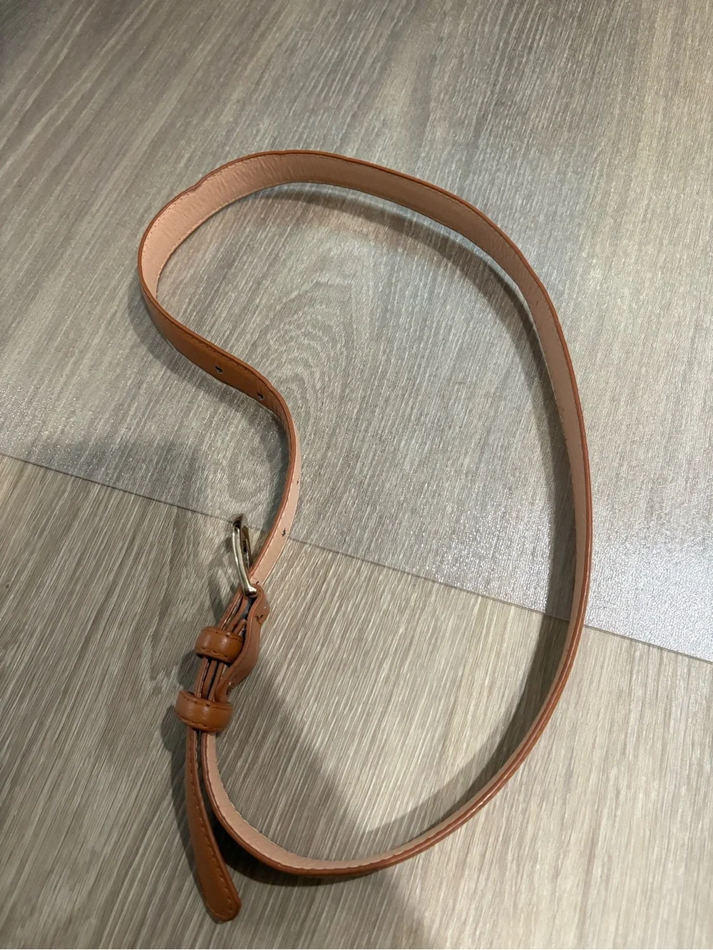 Classic Tan Leather Belt with Gold Buckle